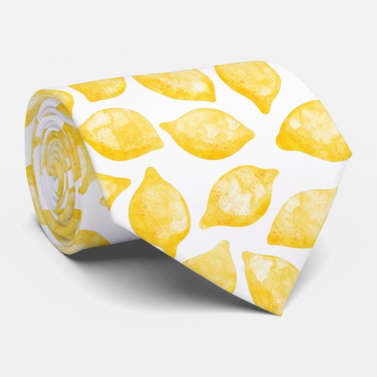 Waterverf Lemon Pattern Citrus Stropdas (Opgerold)