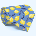 Waterverf Lemon Pattern Citrus Stropdas<br><div class="desc">citruscitruscitroenpatroon van waterverf,  geel,  met blauw blauw blauw blad op een blauwe achtergrond voor een fruitig zomerschot van visueel vitamine C. Originele kunst van Nic Squirrell.</div>