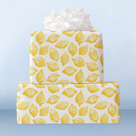 Waterverf Lemon Pattern Citrus Wrapping Paper Cadeaupapier