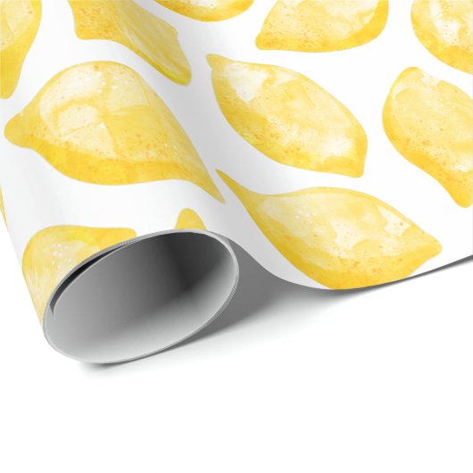 Waterverf Lemon Pattern Citrus Wrapping Paper Cadeaupapier (Rol Hoek)