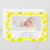 Waterverf Lemon Pattern Foto geboorteaankondiging Aankondiging (Voorkant / Achterkant)