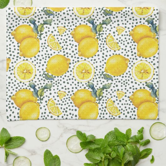 Waterverf Lemon Pattern Kitchen Theedoek (Gevouwen)