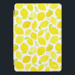 Waterverf Lemon Pattern Monogram iPad Pro Hoesje<br><div class="desc">Heldere en vrolijke iPad Pro-cover met waterverf citroenpatroon. Personaliseer door een monogram toe te voegen. Het monogram bevindt zich rechts onderaan de omslag.</div>