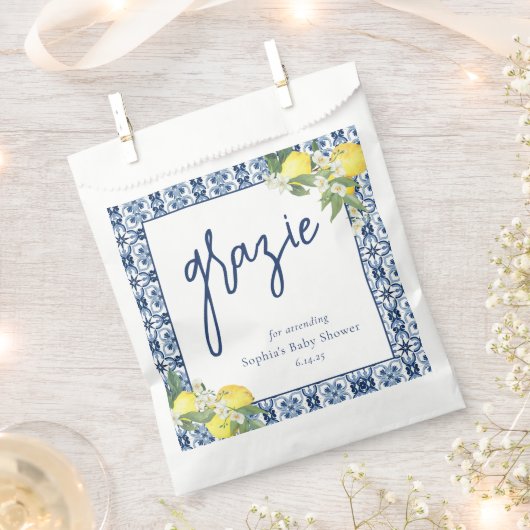 Waterverf Lemon Positano Baby shower Bedankzakje (Geknipt)