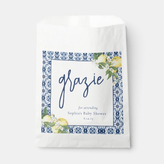 Waterverf Lemon Positano Baby shower Bedankzakje (Voorkant)