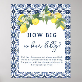 Waterverf Lemon Positano Baby shower Spelletjes Poster