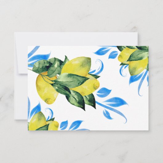 Waterverf Lemon RSVP Kaarten met Maaltijd Keuze (Achterkant)