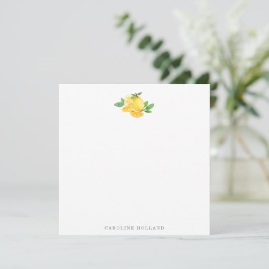 Waterverf Lemon Simple Personalized Stationery Notitiekaartje (Staand voorkant)