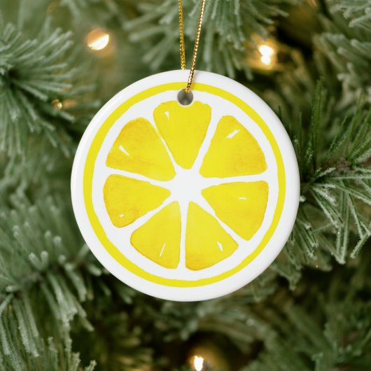 Waterverf Lemon Slice-briefkaart Keramisch Ornament (Boom)