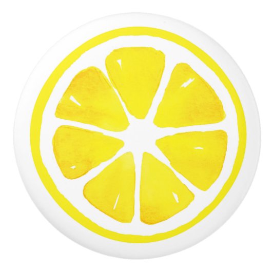 Waterverf Lemon Slice Ceramic Knob. Keramische Knop (Voorkant)