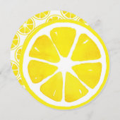 Waterverf Lemon Slice en Patroonuitnodiging Kaart (Voorkant / Achterkant)