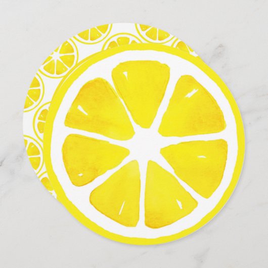 Waterverf Lemon Slice en Patroonuitnodiging Kaart (Voorkant / Achterkant)