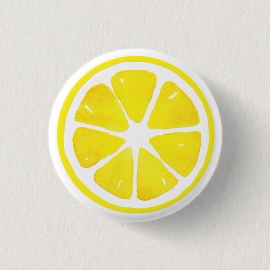 Waterverf Lemon Slice Ronde Button 3,2 Cm (Voorkant)