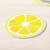 Waterverf Lemon Slice Ronde Kartonnen Onderzetter (Gebogen)