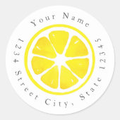 Waterverf Lemon Slice Ronde Sticker (Voorkant)