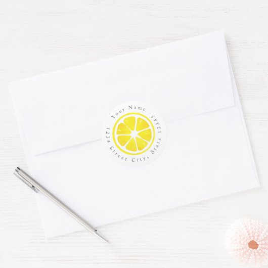 Waterverf Lemon Slice Ronde Sticker (Envelop)