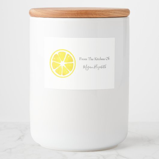 Waterverf Lemon Slice Voedselcontainer Etiket (Voorkant)