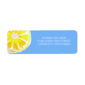 Waterverf Lemon Slices Blue Background Etiket (Voorkant)