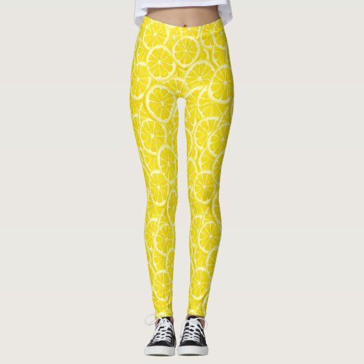 Waterverf Lemon Slices Leggings (Voorkant)
