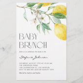 Waterverf Lemon Summer Baby Brunch Uitnodiging (Voorkant)