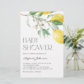 Waterverf Lemon Summer Baby shower Uitnodiging (Staand voorkant)