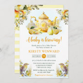 Waterverf Lemon Tea Party Baby shower Kaart (Voorkant / Achterkant)