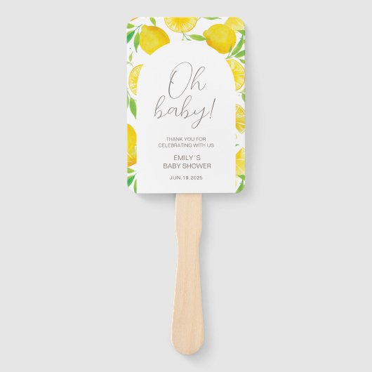 Waterverf Lemon Theme Baby shower Handwaaier (Voorkant)