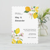 Waterverf Lemon Theme Huwelijksuitnodiging Kaart (Staand voorkant)