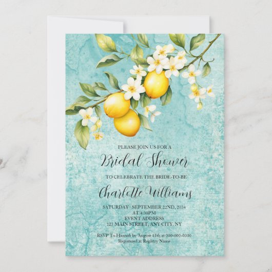 Waterverf Lemon Theme Vrijgezellenfeest Kaart (Voorkant)