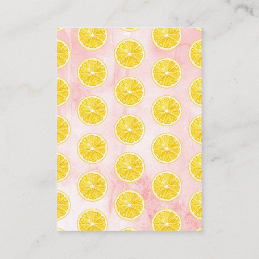 Waterverf Lemon Tree Baby shower Diaper Raffle Informatiekaartje (Achterkant)