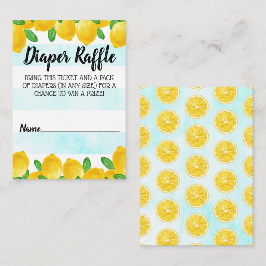 Waterverf Lemon Tree Baby shower Diaper Raffle Informatiekaartje (Voorkant / Achterkant)