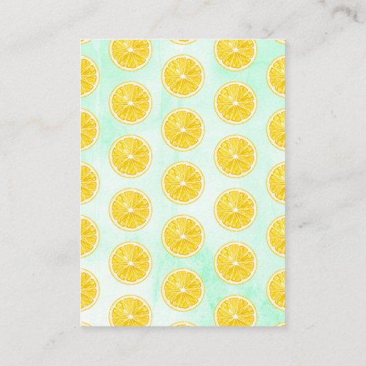 Waterverf Lemon Tree Baby shower Diaper Raffle Informatiekaartje (Achterkant)