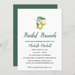 Waterverf Lemon Tree Branch | Bridal Brunch Kaart