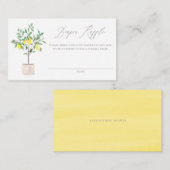 Waterverf Lemon Tree Shower Diaper Raffle Kaart Visitekaartje (Voorkant / Achterkant)