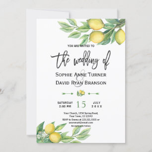 Waterverf Lemon Tropical Hand lettering Wedding Kaart