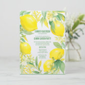 Waterverf Lemon Tuin Verjaardagsfeest Kaart (Staand voorkant)