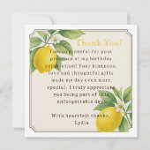 Waterverf Lemon verjaardagsfeest bedankkaart (Voorkant)