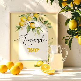 Waterverf Lemon verjaardagslemonade Bar Poster