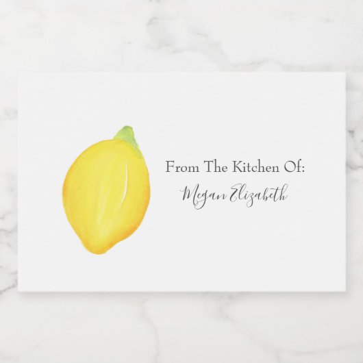 Waterverf Lemon Voedselcontainer Etiket (Enkel label)