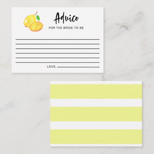 Waterverf Lemon Vrijgezellenfeest Advice Lettering Advieskaart (Voorkant / Achterkant)