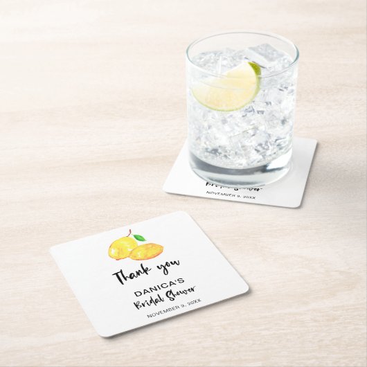 Waterverf Lemon Vrijgezellenfeest dank u wel Kartonnen Onderzetters (Insitu)