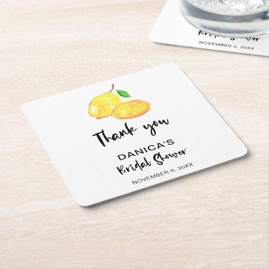 Waterverf Lemon Vrijgezellenfeest dank u wel Kartonnen Onderzetters (Schuin)
