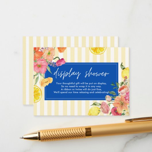 Waterverf Lemon Vrijgezellenfeest Display Shower Informatiekaartje (Voorkant / Achterkant in situ)