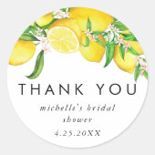 Waterverf Lemon Vrijgezellenfeest Hartelijk dank Ronde Sticker (Voorkant)
