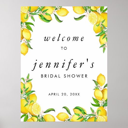 Waterverf Lemon Vrijgezellenfeest Welkom Poster (Voorkant)