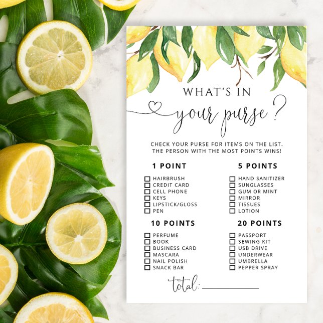 Waterverf Lemon Wat zit er in je Purse Game (Creator heeft geüpload)
