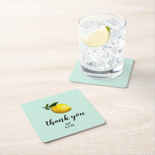 Waterverf Lemon Wedding Custom Favors Kartonnen Onderzetters (Insitu)