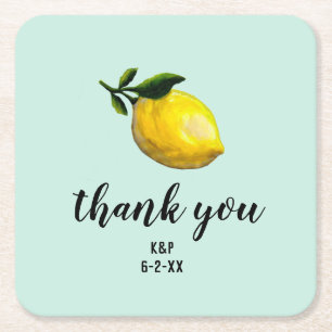 Waterverf Lemon Wedding Custom Favors Kartonnen Onderzetters
