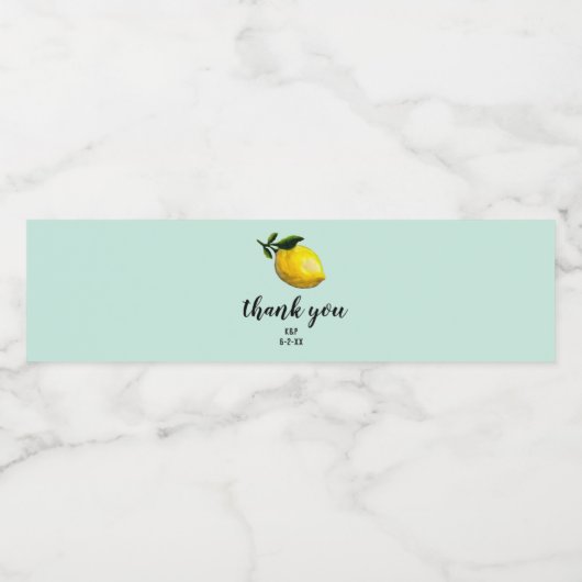 Waterverf Lemon Wedding Custom Favors Waterfles Etiket (Enkel label)