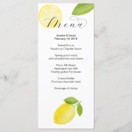 Waterverf Lemon Wedding Menu